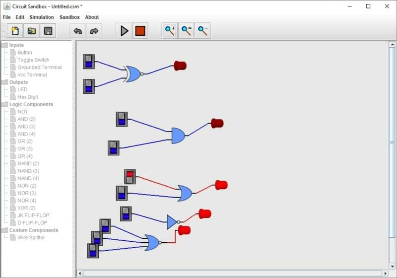 Circuit Sandbox simulate boolean logic circuits