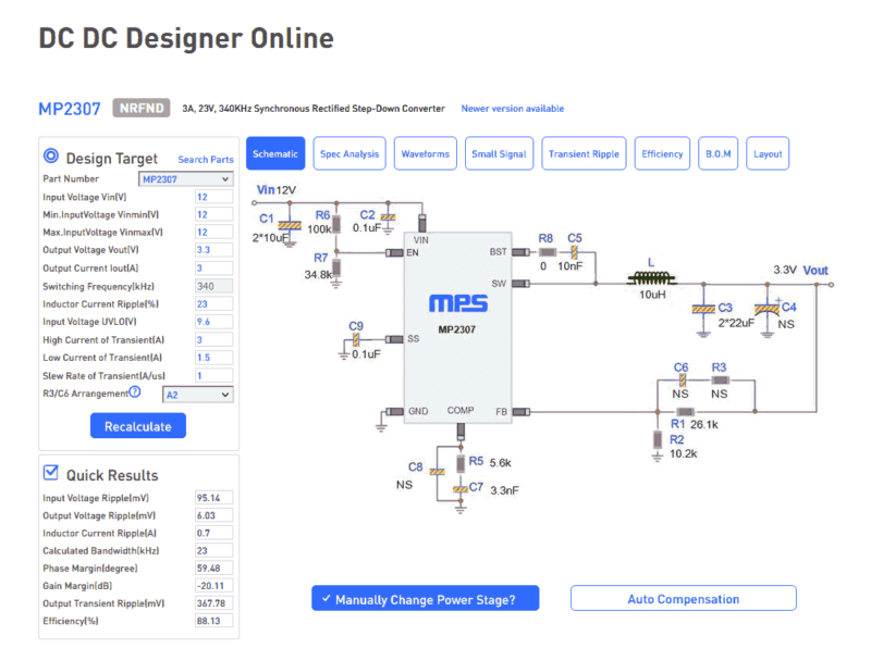 Dc Dc Designer Online For Calc Mp2307 Tool