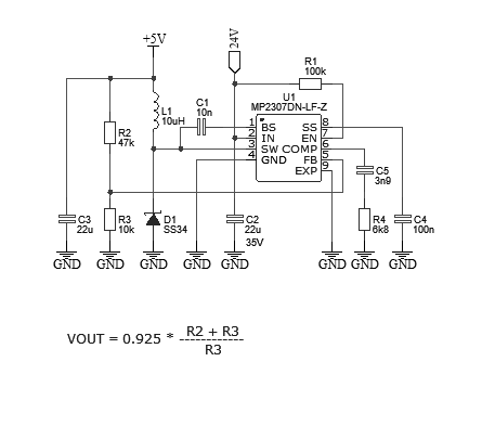 Schematic Circuit Mp2307 5V Buck Converter Smd