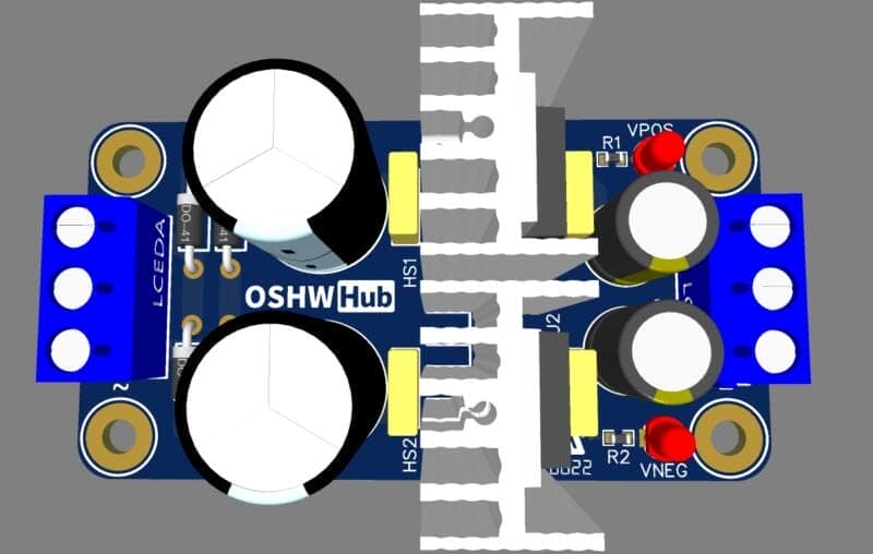 Circuit Dual Power Supply With Voltage Regulator 7812 7912 Pcb 3D