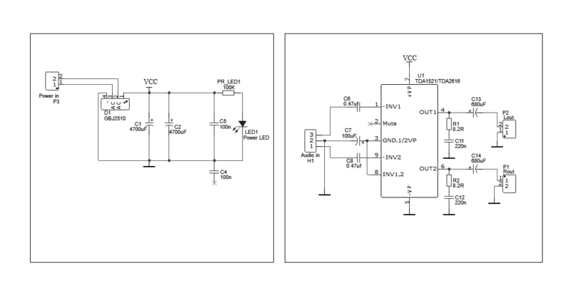 Schematic Tda1521 Tda2616 Dual Channel Otl Power Amplifier