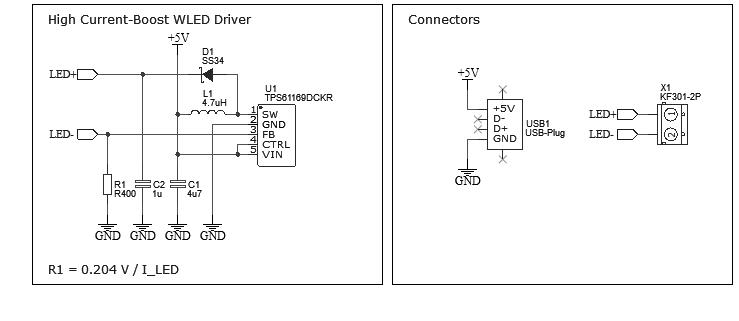 Schematic Tps61169 38-V Circuit High Current Boost Driver