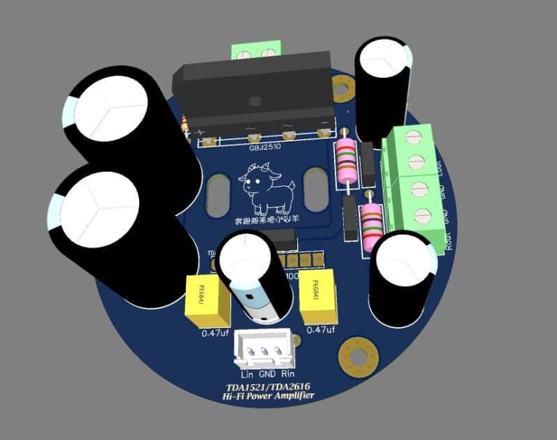 Tda1521 Tda2616 Dual Channel Otl Power Amplifier Pcb 3D