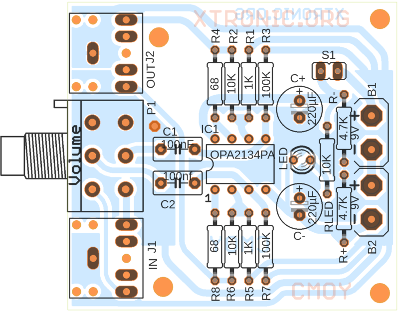 Pcb Component View Cmoy Headphone Amplifier Circuit