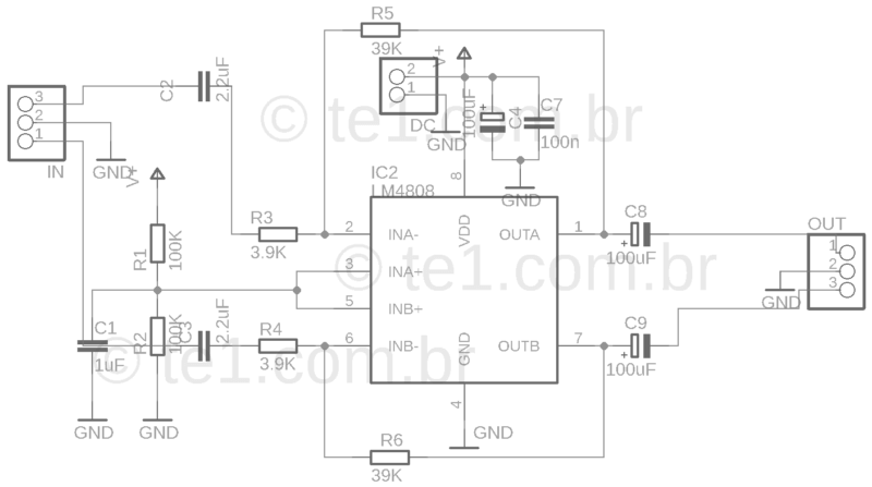 Schematic Lm4808 Headphone Amplifier Homemade Diy Lm4808 Lm4808 Headphone Amplifier Homemade Diy 1 Amplifier, Audio, Circuits, Headphone Amplifier, Pre-Amplifier, Preamplifier, Stereo Schematic Lm4808 Headphone Amplifier Homemade Diy