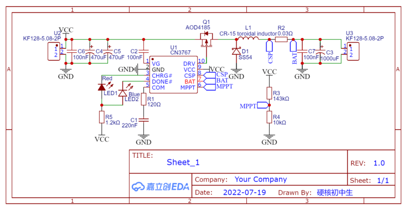 Schematic Cn3767 Circuit Lead-Acid Battery Charger