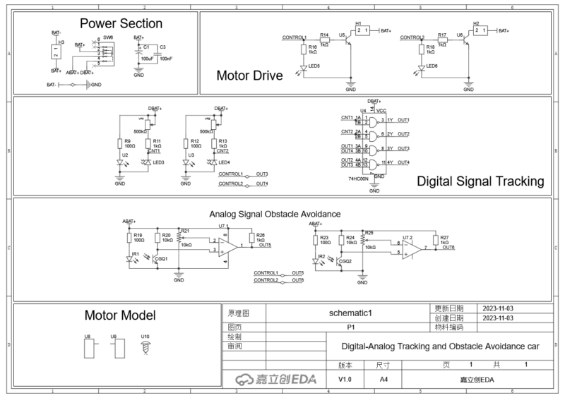 Schematic Circuit Tracking And Obstacle Avoidance Car