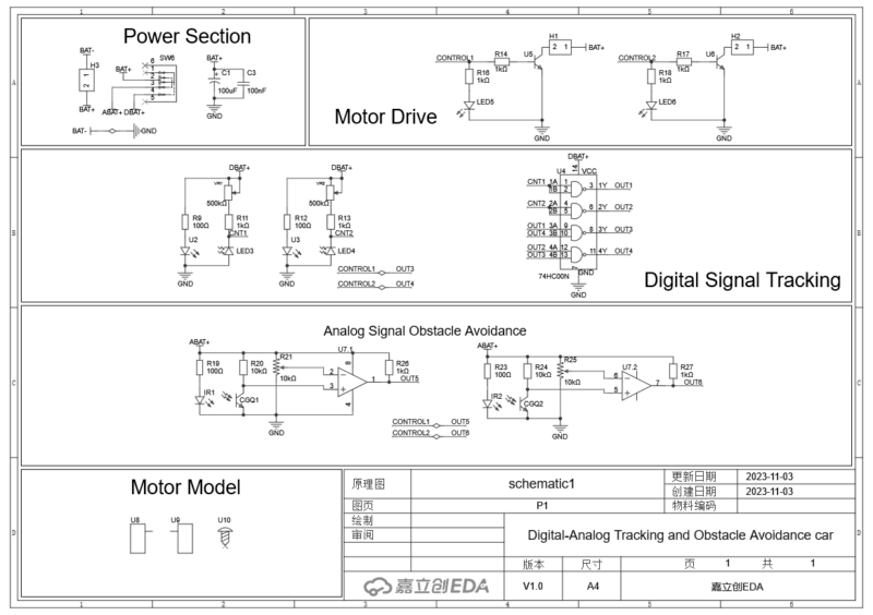 Schematic Circuit Tracking And Obstacle Avoidance Car Obstacle Avoidance Car Circuit Tracking And Obstacle Avoidance Car 1 Circuits, Light / Led, Tutorial, Videos Schematic Circuit Tracking And Obstacle Avoidance Car