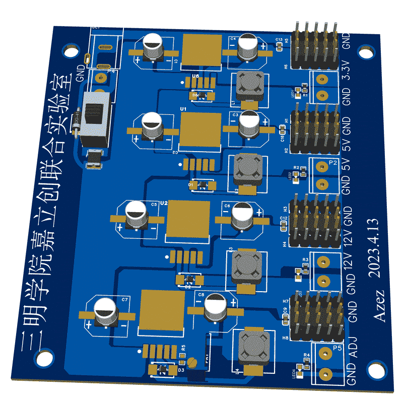 Lm2596 Auxiliary Power Supply 3.3V 5V 12V Adj Voltage Pcb 3D Lm2596 Lm2596 Auxiliary Power Supply 3.3V 5V 12V Adj Voltage 4 Circuits, Dc Dc, Lm2596, Lm317, Lm317 Circuit, Power Supply, Voltage Converter Lm2596 Auxiliary Power Supply 3.3V 5V 12V Adj Voltage Pcb 3D